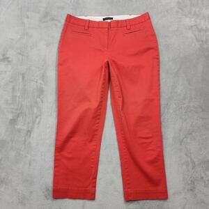Lands' End Pants Womens 8 Coral Twill Fit 2 Mid Rise Chino Crop Stretch Casual